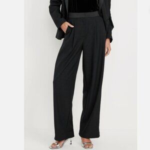 Old Navy Extra High-Waisted Wide Leg Tuxedo Pants Black Adjustable Size 0 RT$55